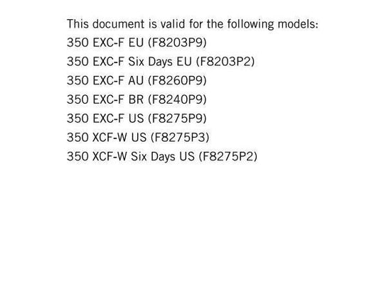 KTM 2016 - 350 EXC-F XCF-W - Service Workshop Repair Manual