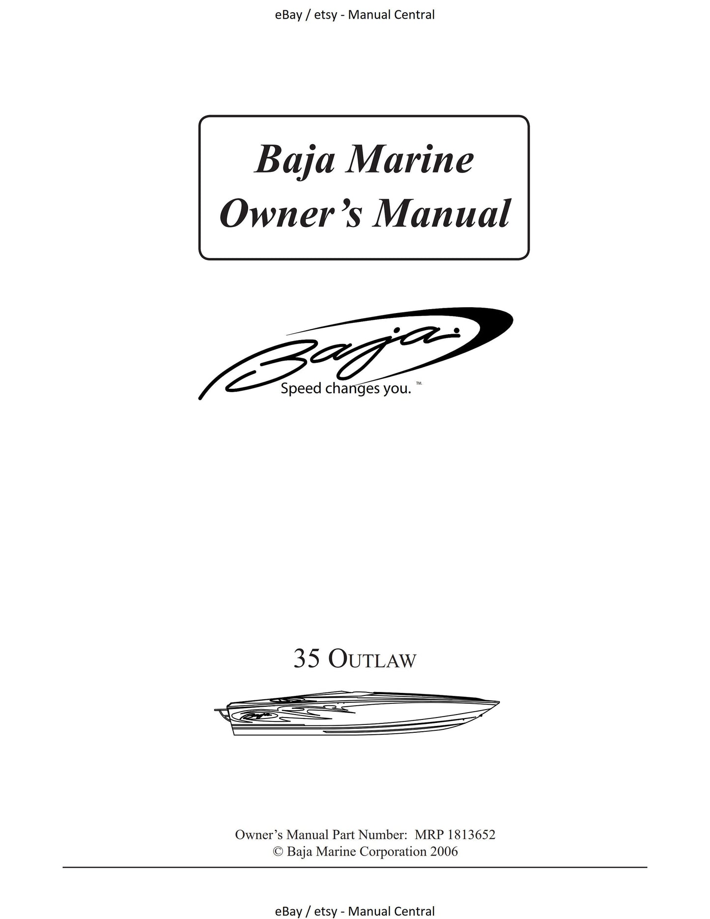 Baja Marine - 35 Outlaw - Owners Manual