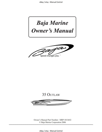 Baja Marine - 35 Outlaw - Owners Manual