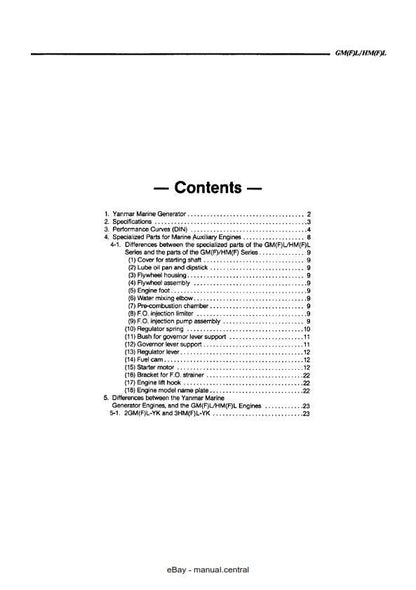 Yanmar Marine Auxiliary Diesel Engine - GM(F)L HM(F)L Series - Workshop Service Repair Manual