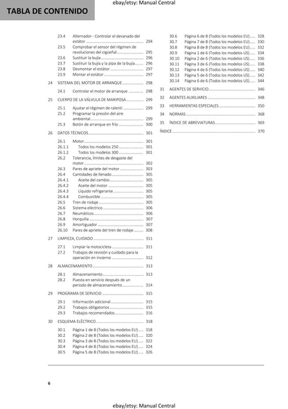 Spanish Language - Gasgas 2022 - EC 250 300 - Manual de Reparacion