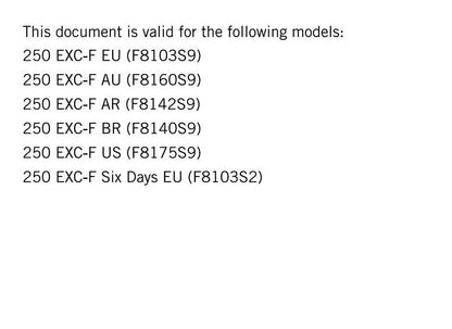 KTM 2019 -250 Exc-f Six Days - Service Workshop Repair Manual