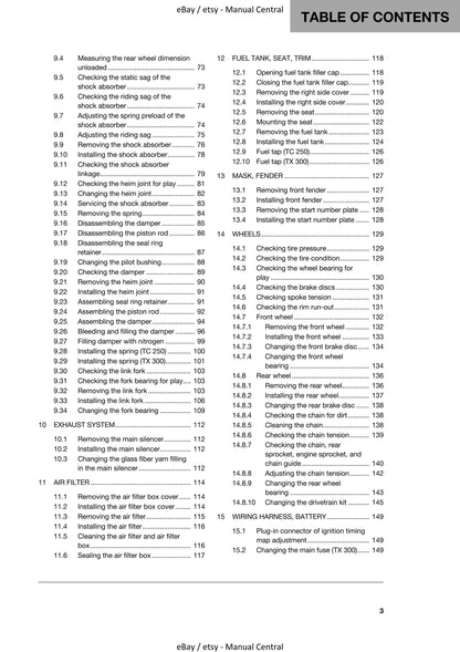 Husqvarna 2017 - TC 250 TX 300 - Service Workshop Repair Manual