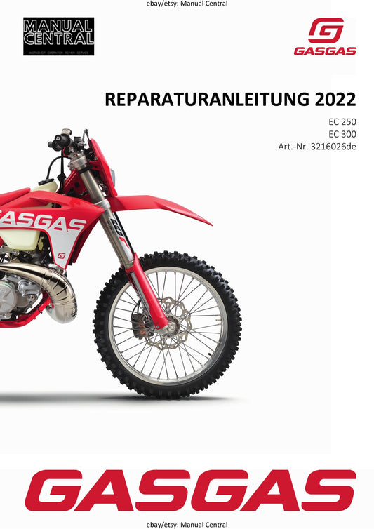 German Language - GASGAS 2022 - EC 250 300 - Reparaturanleitung - Service Workshop Repair Manual