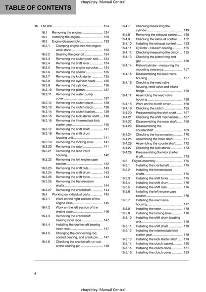 Husqvarna 2016 - TC 250 - Service Workshop Repair Manual