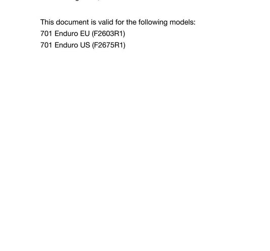 Husqvarna 2018 - 701 Enduro - Workshop Service Repair Manual