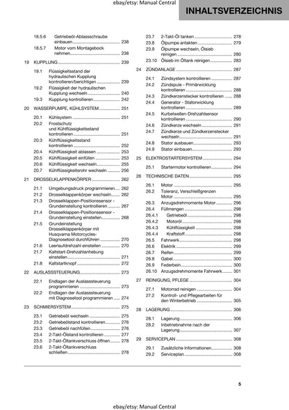 German Language - Husqvarna 2024 -TE 250 300 Pro - Reparaturanleitung