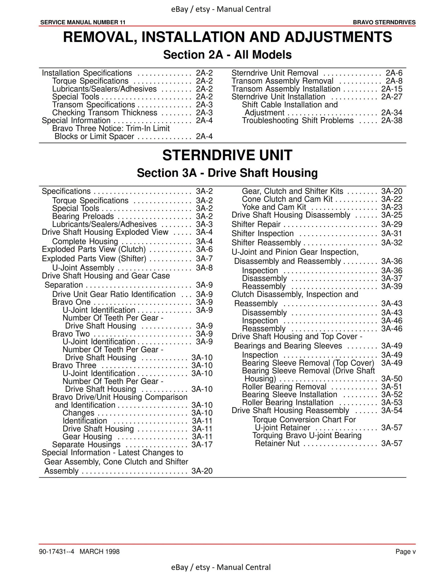 Mercury Mercruiser Service Manual 11 - Bravo Sterndrives