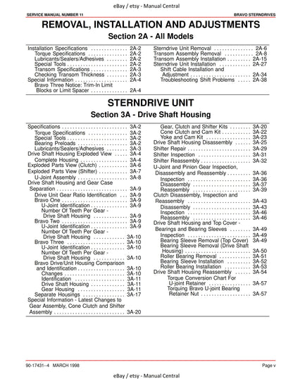 Mercury Mercruiser Service Manual 11 - Bravo Sterndrives