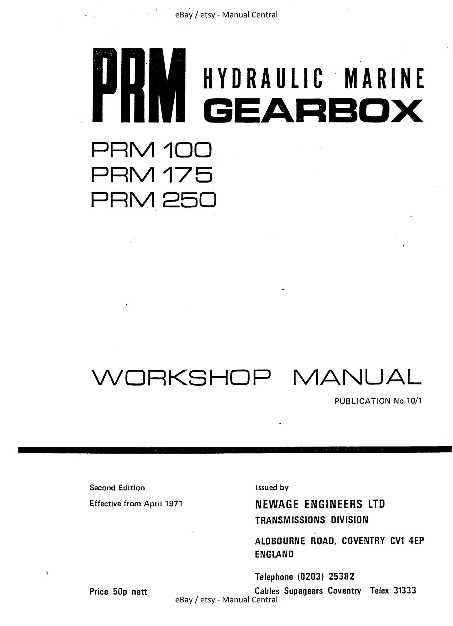 PRM - Hydraulic Marine Gearbox - 100 175 250 - Workshop Service Repair Manual