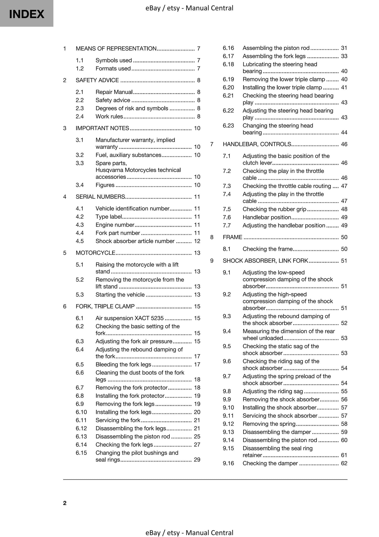 Husqvarna 2022 - TC 65 - Service Workshop Repair Manual