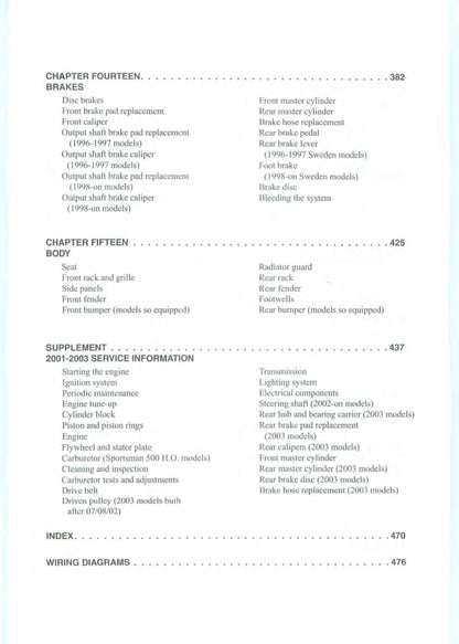 Polaris 1996 to 2003 Sportsman 400 500 Xplorer 500 4x4 - workshop service repair manual