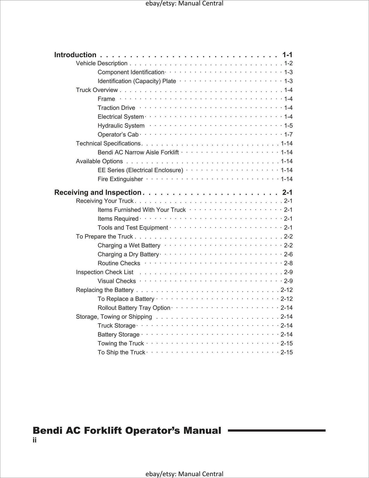 Bendi - Electrc Narrow Isle Forklift - Operator Manual - Bendi series V Ac Models - B30-4/42 B40-4/48 B45-4/56 B45hl-4/56-180d