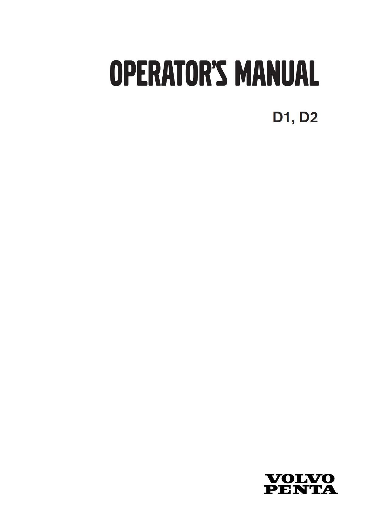 Volvo Penta - Owners Manual - D1 D2 Operator manual 2011