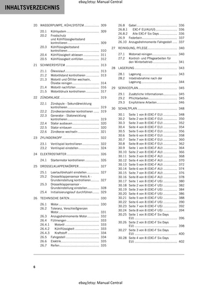 German Language - KTM 2018 - 450 500 Exc-f Six Days - Reparaturanleitung - Service Workshop Repair Manual