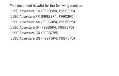KTM 2016 - 1190 Adventure - Service Workshop Repair Manual
