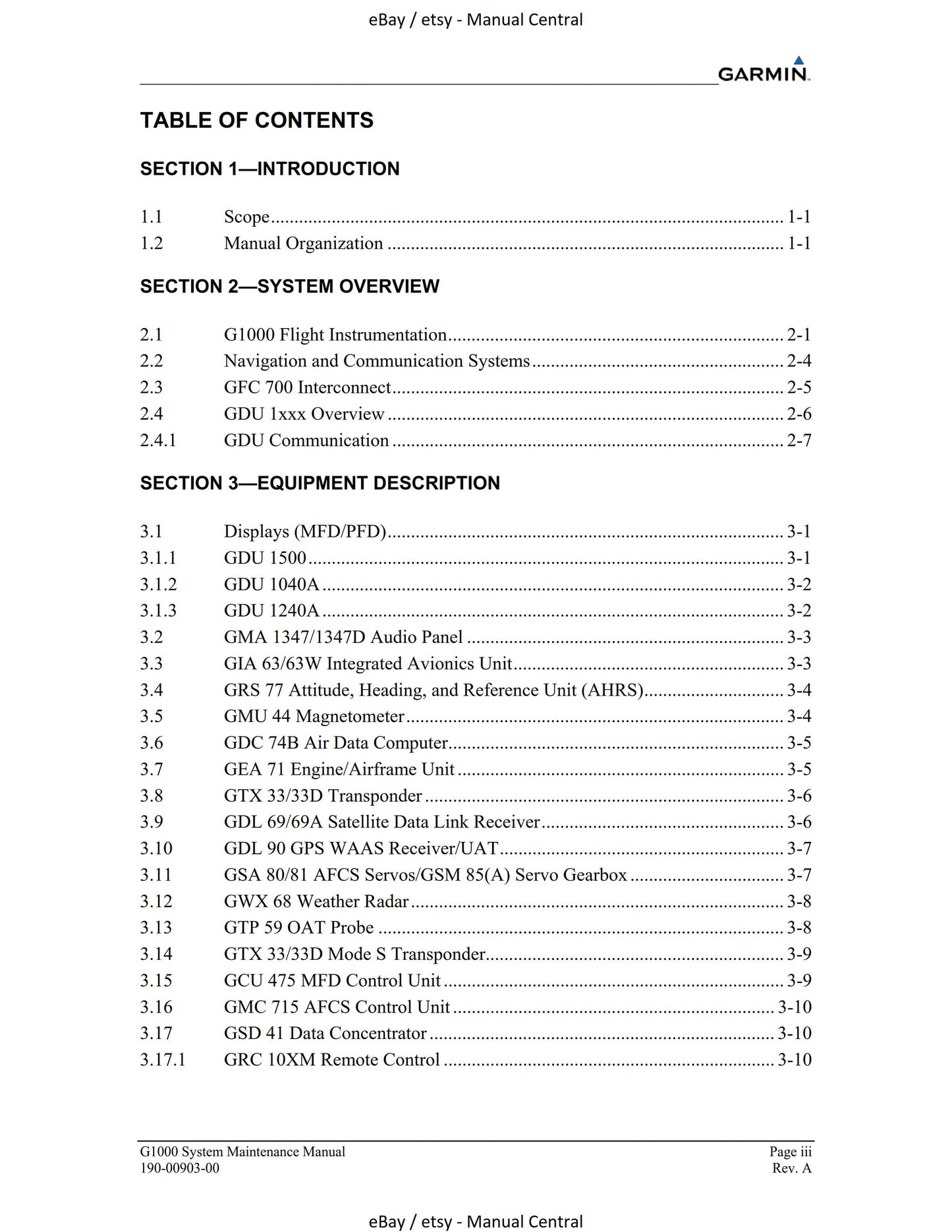 Garmin G1000 - System Maintenance Manual - LJ VLJ Aircraft
