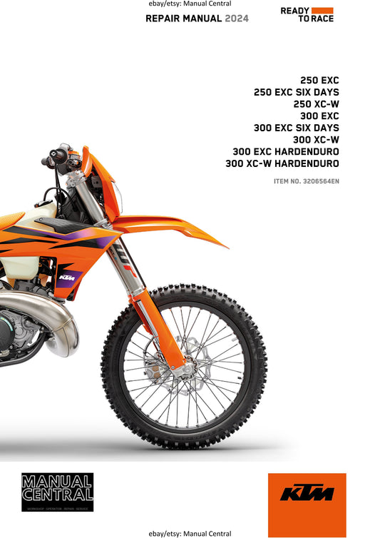 KTM 2024 - 250 300 Exc Six Days XC-W Hardenduro - Service Workshop Repair Manual