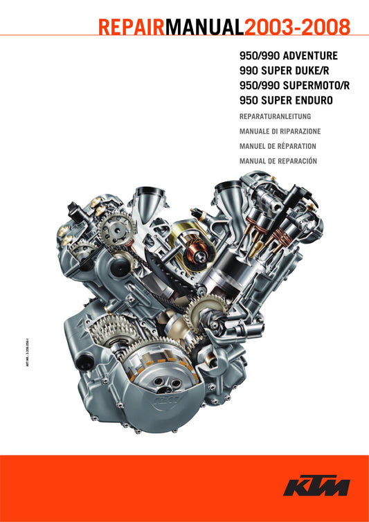Italian Language - KTM 2003 - 2008 - 950 990 Adventure - Super Duke R - Supermoto /R - Super Enduro - Engine - Manuale di Riparazione