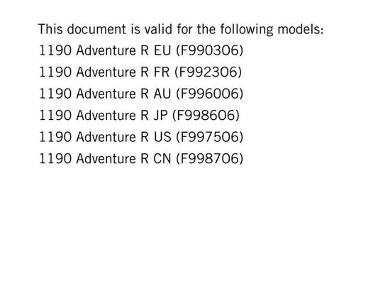 KTM 2015 - 1190 Adventure R - Service Workshop Repair Manual