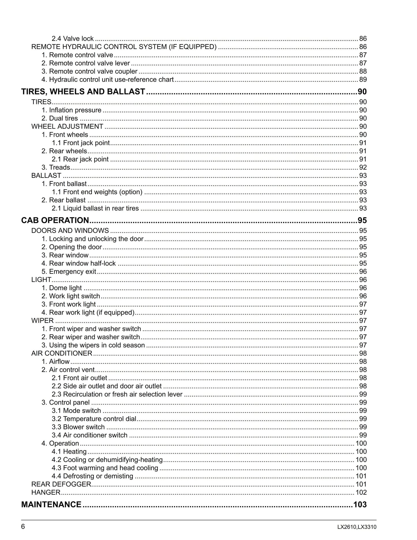 Kubota Tractor - LX2610 LX2610SU LX3310 Operator Manual