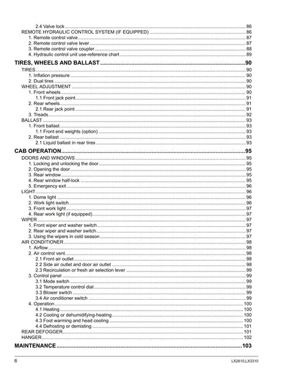 Kubota Tractor - LX2610 LX2610SU LX3310 Operator Manual
