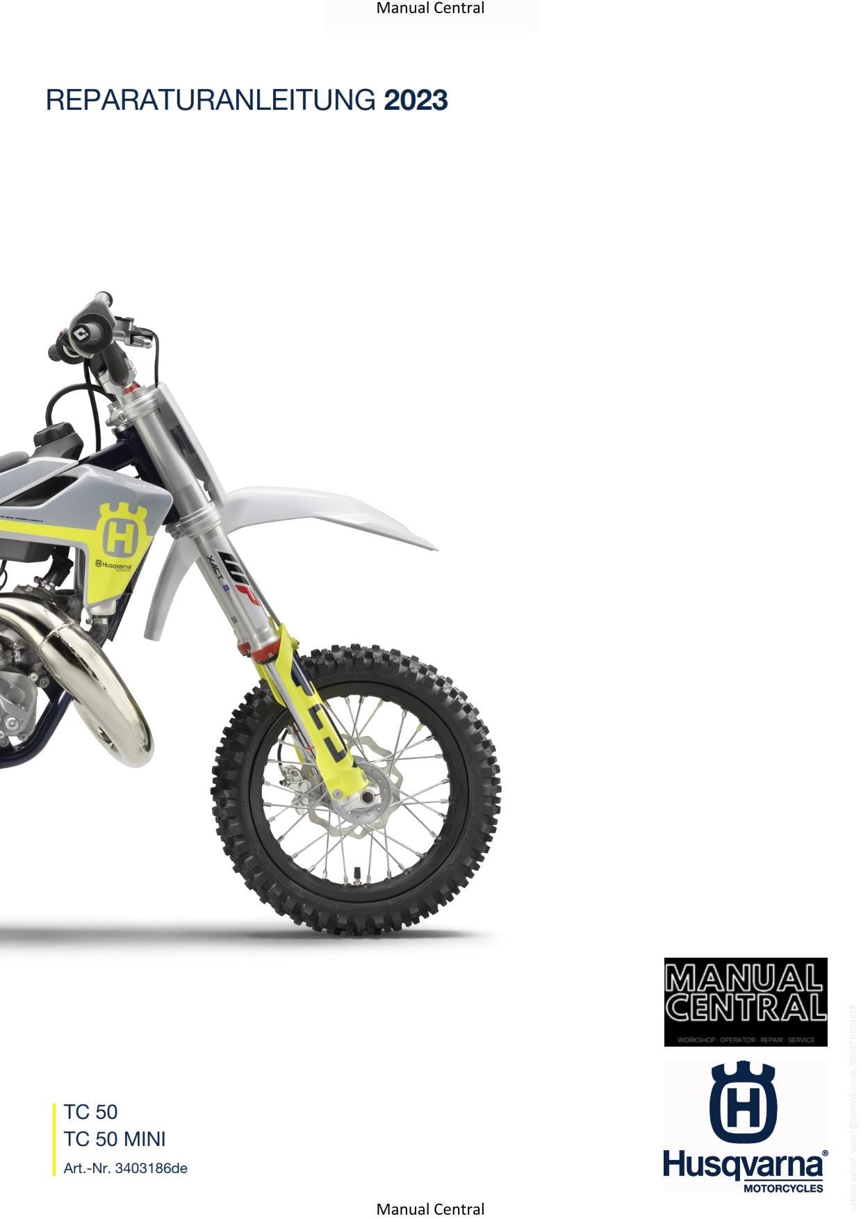 German Language - Husqvarna 2023 - TC 50  Mini - Reparaturanleitung