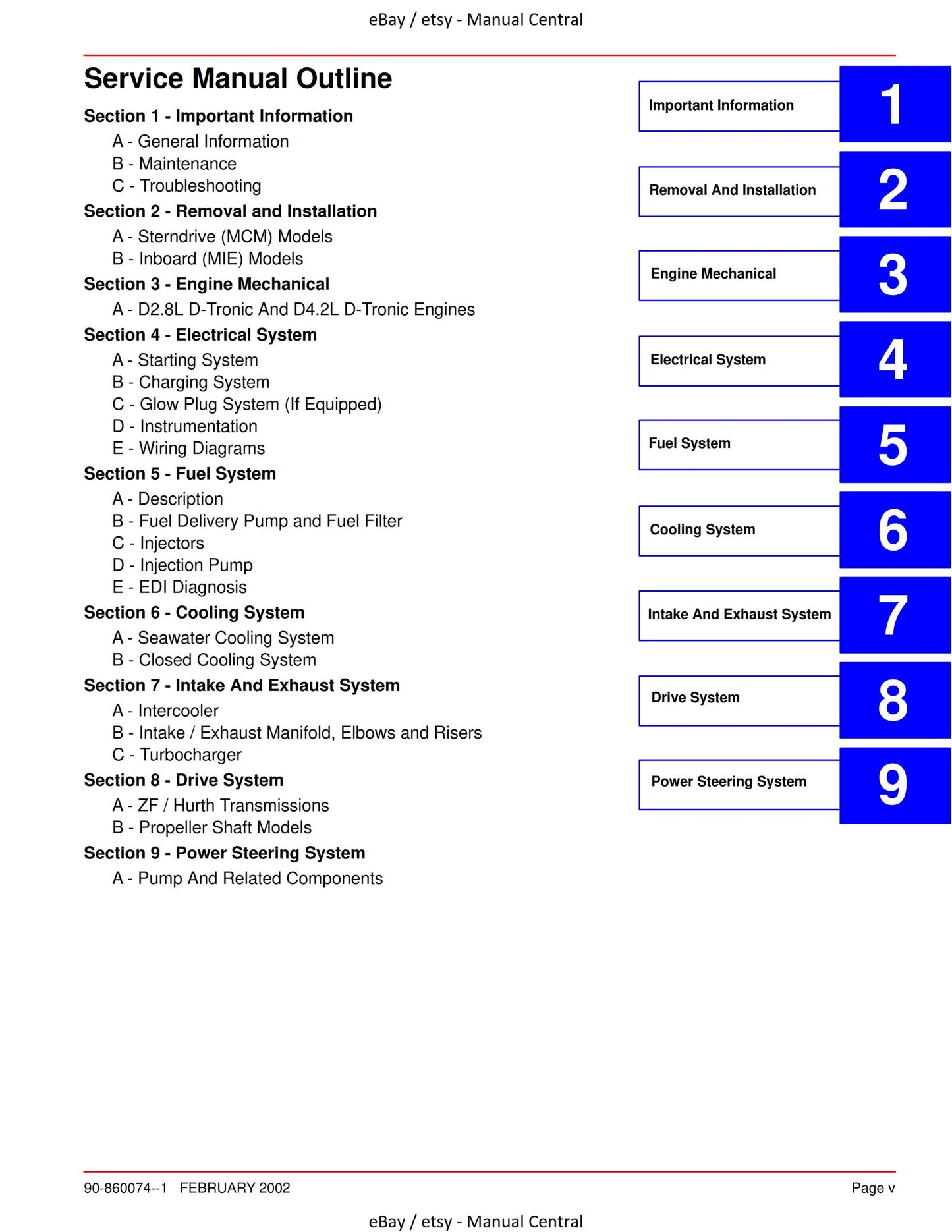 Mercury Mercruiser Service Manual 22 - Marine Engines In Line Diesel D2.8L D4.2L D-Tronic