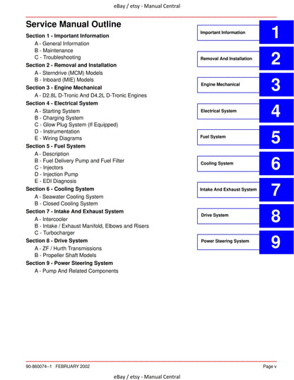 Mercury Mercruiser Service Manual 22 - Marine Engines In Line Diesel D2.8L D4.2L D-Tronic