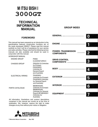 Mitsubishi 3000 GT 1993 - Technical Information Manual