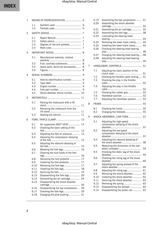 KTM 2020 - 85 SX - Service Workshop Repair Manual