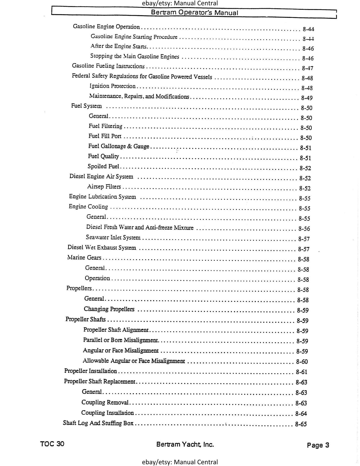 Bertram 36 Convertible  - Owners Manual