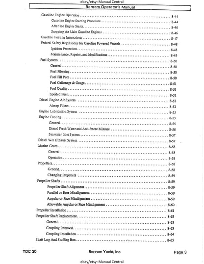 Bertram 36 Convertible  - Owners Manual