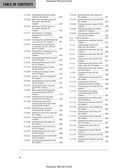 KTM 2019 - 250 300 SX XC - Service Workshop Repair Manual