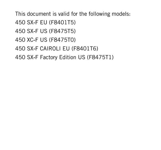 KTM 2020 - 450 Xc-f Sx-f Cairoli Factory Edition - Service Workshop Repair Manual
