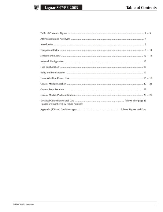 Jaguar S-Type -2003 Model Year - Electrical Guide - Circuit Wiring Diagrams