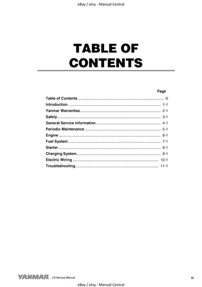 Yanmar Industrial Engines - L48N L70N L100N Service Workshop Repair manual