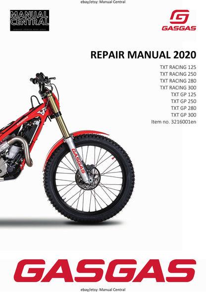 Gasgas 2020 Txt Racing 125 250 280 300, Txt Gp 125 250 280 300 - Workshop Service Repair Manual