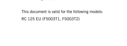 KTM 2020 - RC 125 - Service Workshop Repair Manual