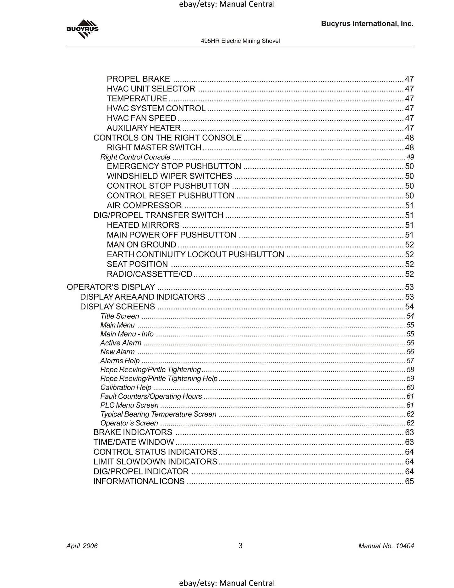 Bucyrus - 495HR Mining Shovel - Operator Manual