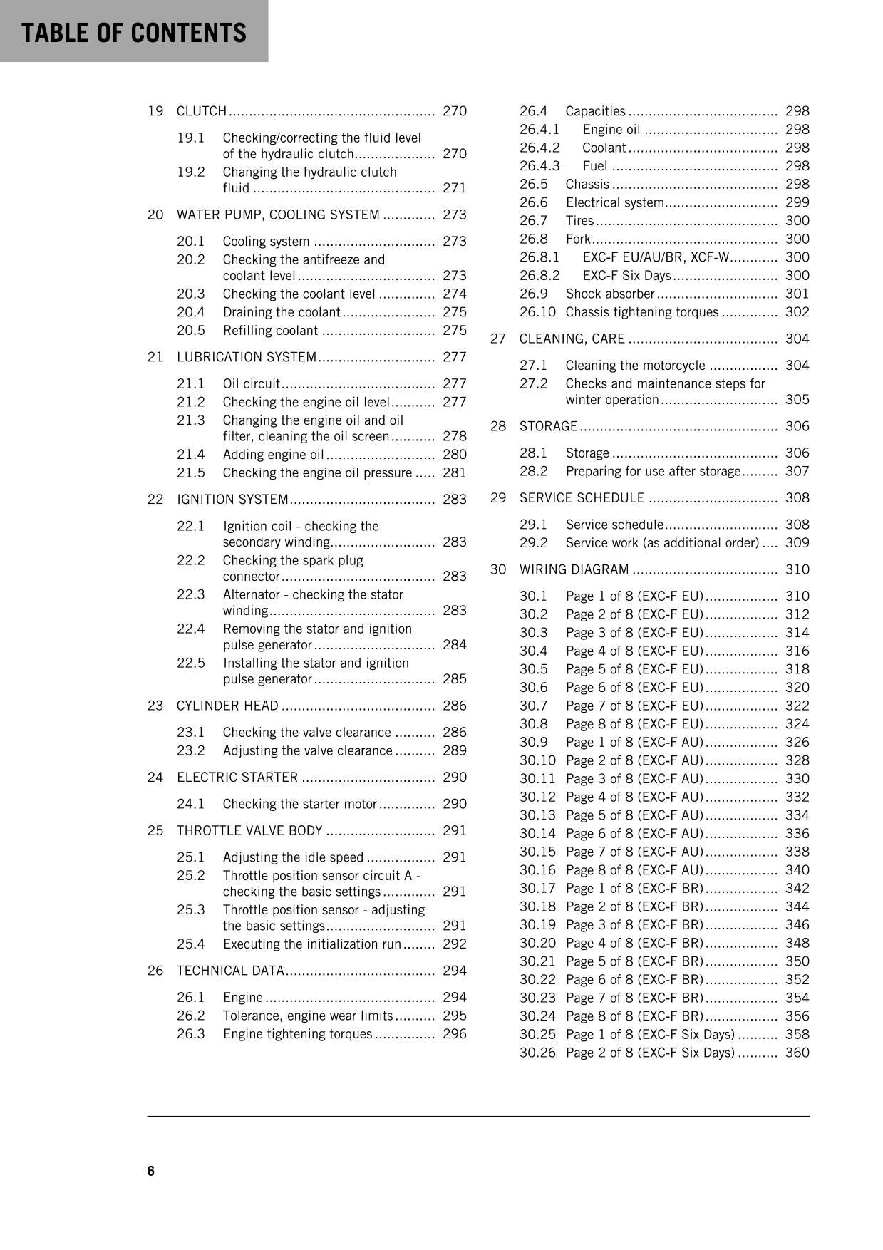 KTM 2016 - 250 EXC-f Six Days Br Xcf-w - Service Workshop Repair Manual