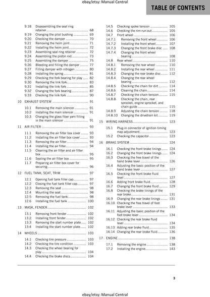 KTM 2017 - 125 150 SX - Service Workshop Repair Manual