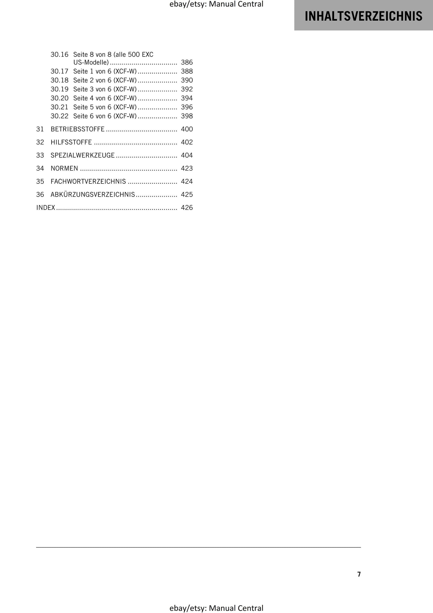 German Language - KTM 2020 - 450 500 Exc-f Six Days Xcf-w - Reparaturanleitung - Service Workshop Repair Manual