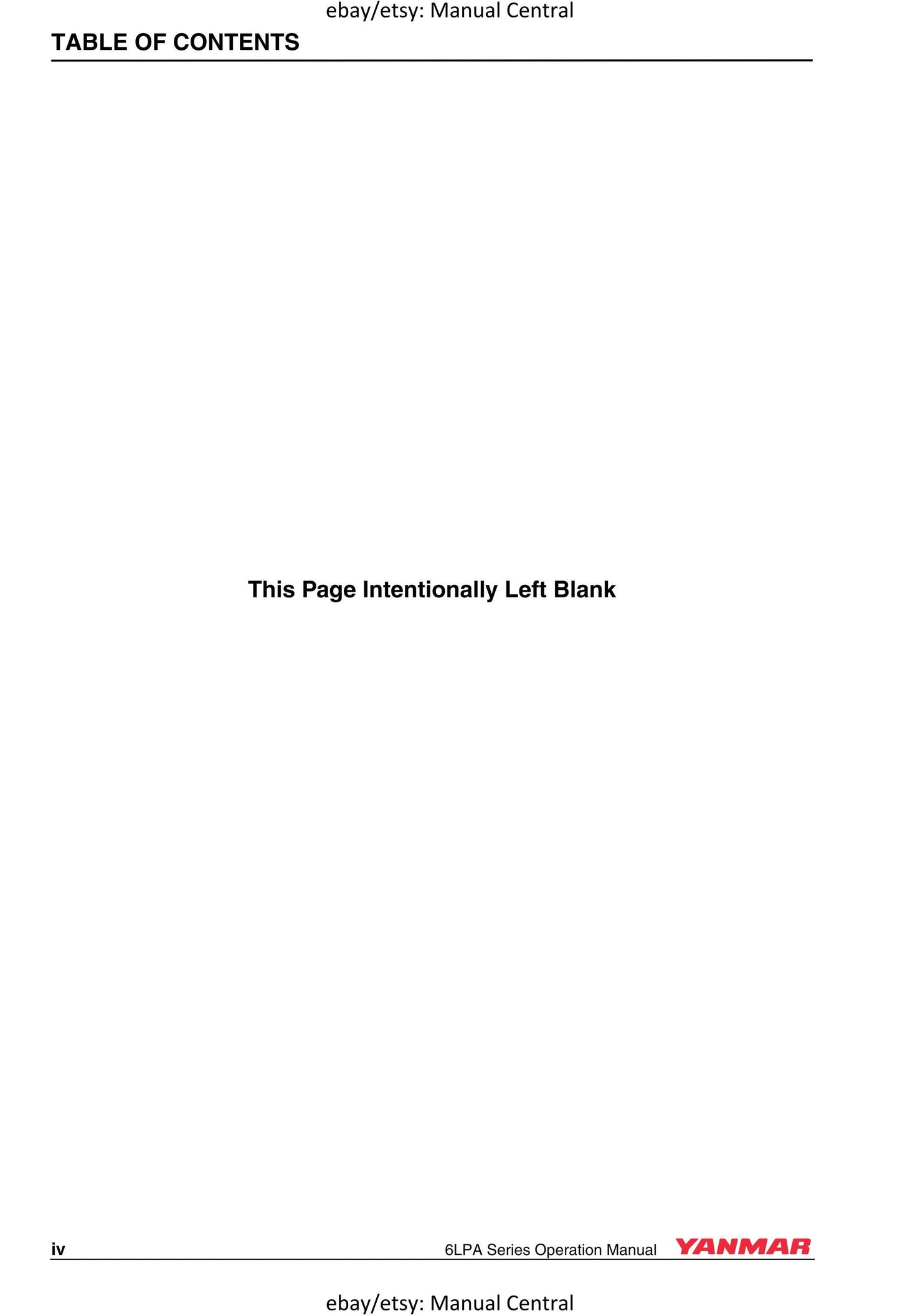 Yanmar Marine Engine - 6LPA STP2 STZP2 Operation Manual