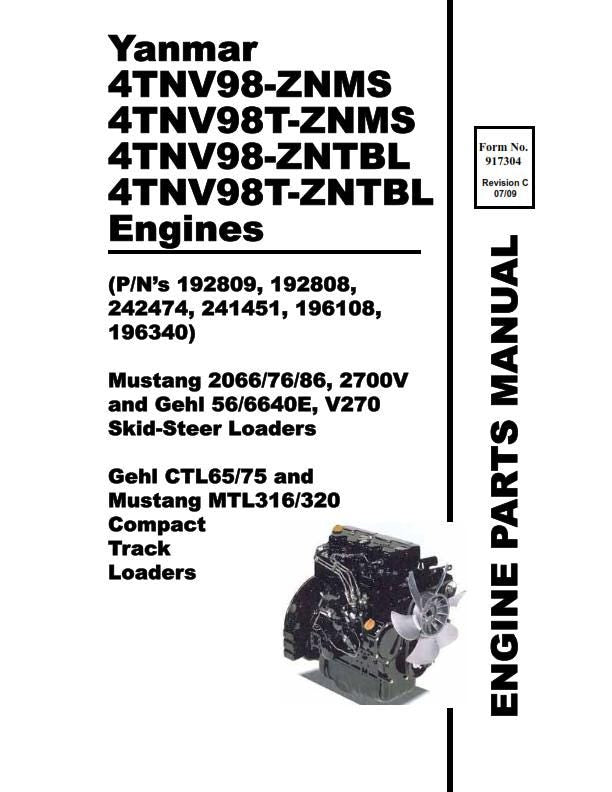 Yanmar 4TNV98 4TNV98T ZNMS ZNTBL - Engine Parts Manual