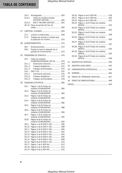 Spanish Language - KTM 2022 - 350 Xcf-w Exc-f Six Days Factory Edition - Manual de Reparacion