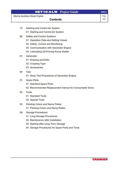 Yanmar Marine Auxiliary Diesel Engine - 6EY18 Series - 6EY18LW 6EY18ALW Project Guide