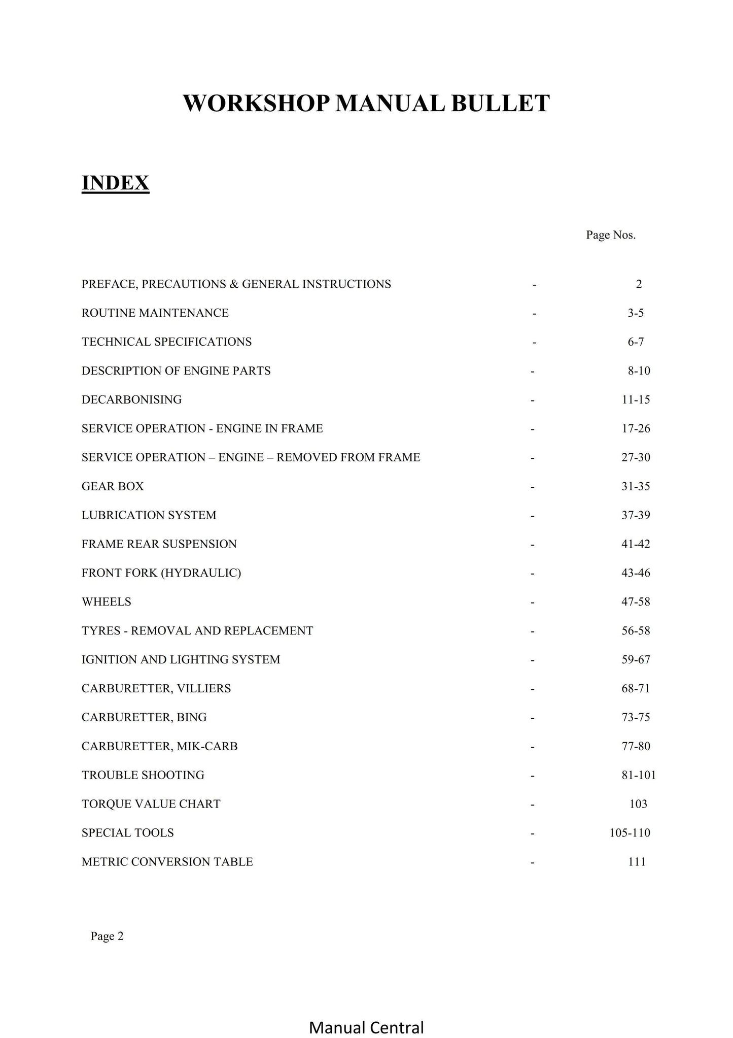 1977 To 1989 Enfield India 350 Bullet Workshop Service Repair Manual