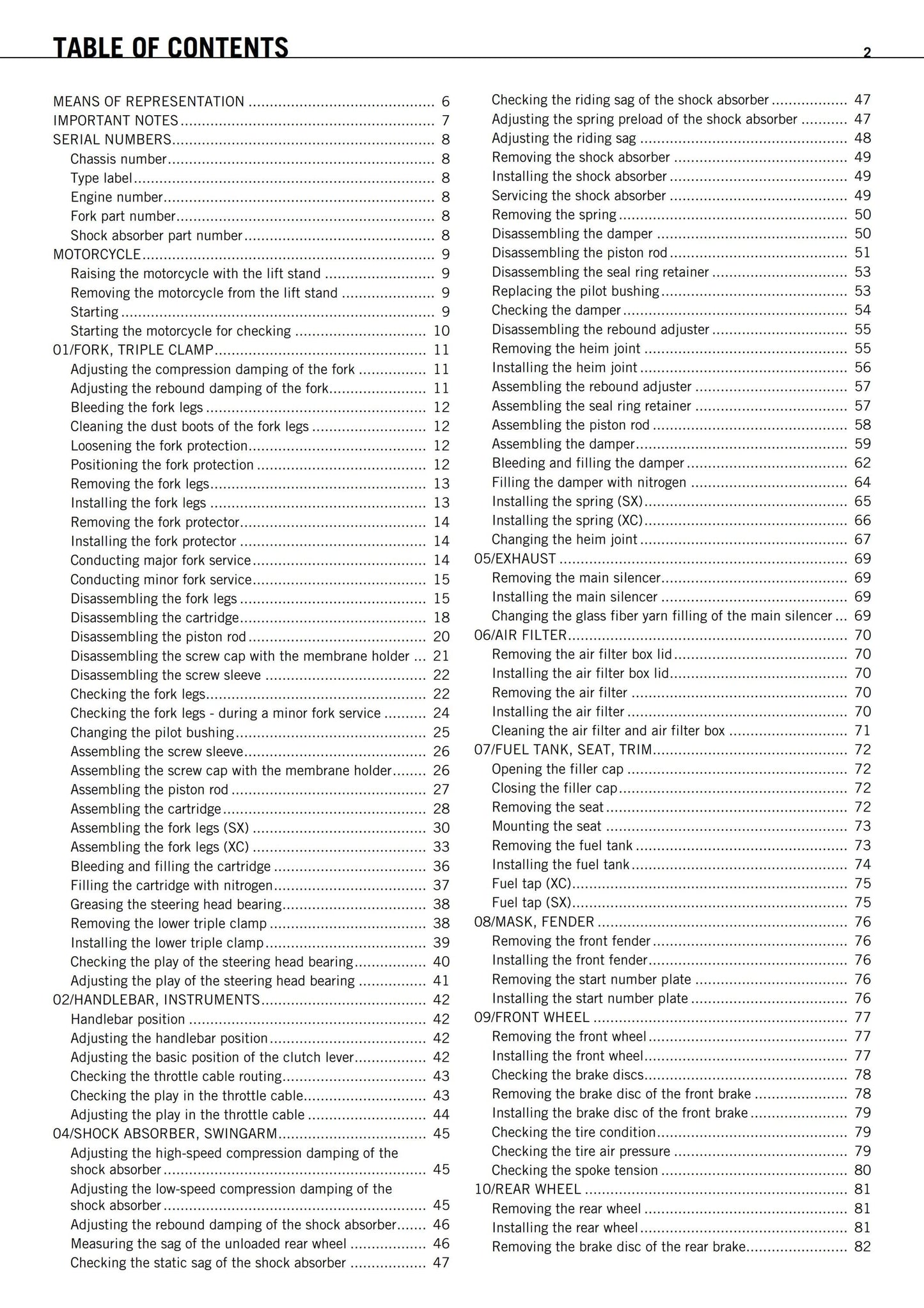 KTM 2011 - 250 300 SX XC - Service Workshop Repair Manual