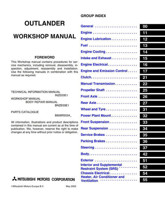 Mitsubishi Outlander (2003 edition) - Workshop Service Repair Manual